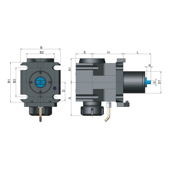 O6RA60E40AB085 EROGLU, Radial Bohr-und Fr&auml;skopf Spannzangenaufnahme DIN 6499 Okuma LB 4000 Typ A ER40/3-26-85 - Radial-Fr&auml;skopf, Okuma