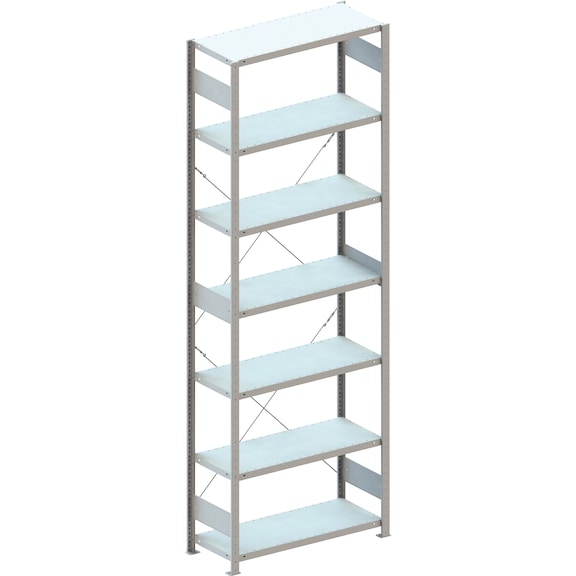 META geçmeli raf CLIP RAL7035 7 raflı basit raf YxUxD 3000 x 750 x 400 mm - Raf geçmeli raf, tek sıralı