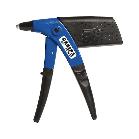GESIPA Flipper hand riveting pliers, in box with 3 sizes of poly-grip rivets - Assorted rivets with hand-held riveting pliers, Flipper