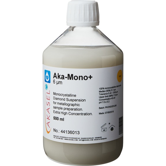 Suspension hautement concentrée AKASEL AKA-MONO+ 6&nbsp;µm, conc. diam élevée, 500ml - Suspension diamantée Aka-Mono+, hautement concentrée