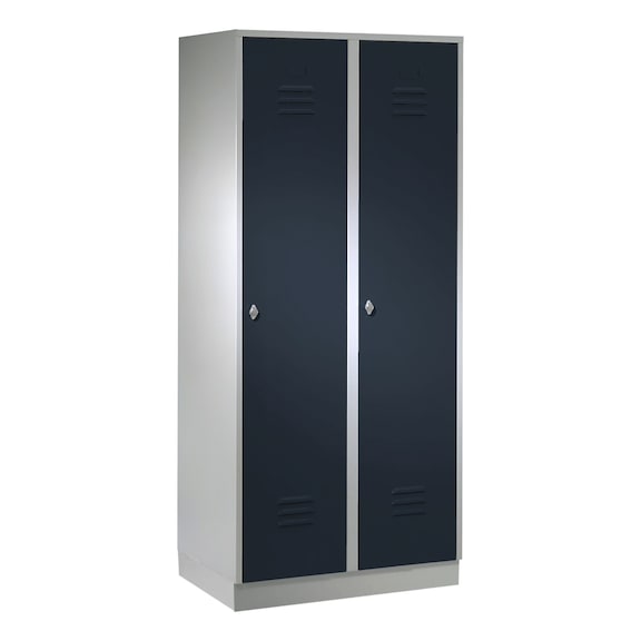 Penderie, 2&nbsp;compartiments, 400&nbsp;mm, avec bâti, 1&nbsp;800x800x500&nbsp;mm, RAL&nbsp;7035/7016 - Armoire à vêtements avec bâti