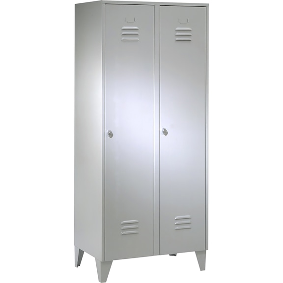 Dolap, 2 bölmeli, 400&nbsp;mm ayaklı 1850x800x500&nbsp;mm, RAL 7035 - Ayaklı elbise dolabı