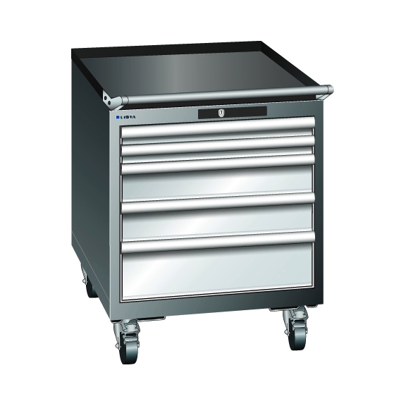 95.132.550.F LISTA, ESD Schubladenschrank 27x36E (BxTxH) 564x725x533xmm RFID Lock RAL7016 - "ESD Schubladenschrank, 5 Schubladen"