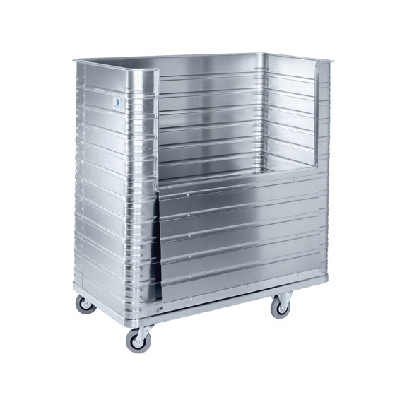 ZARGES W 171 transp. cart w/ fold. section a. bead. 1,300x750x1,400mm 1,050l - Aluminium box trolley with folding section and beading
