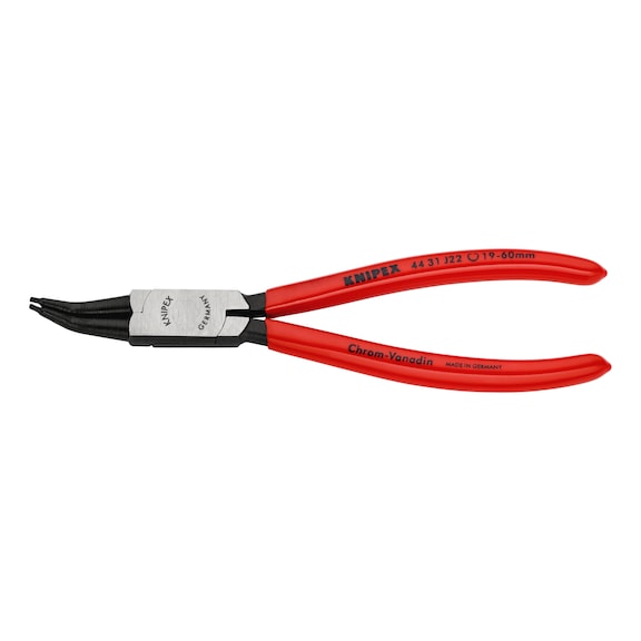 Pince à circlips KNIPEX J22 180 mm, coudée à 45 degrés, pour bagues internes - Pinces pour anneaux de retenue, coudée à 45°
