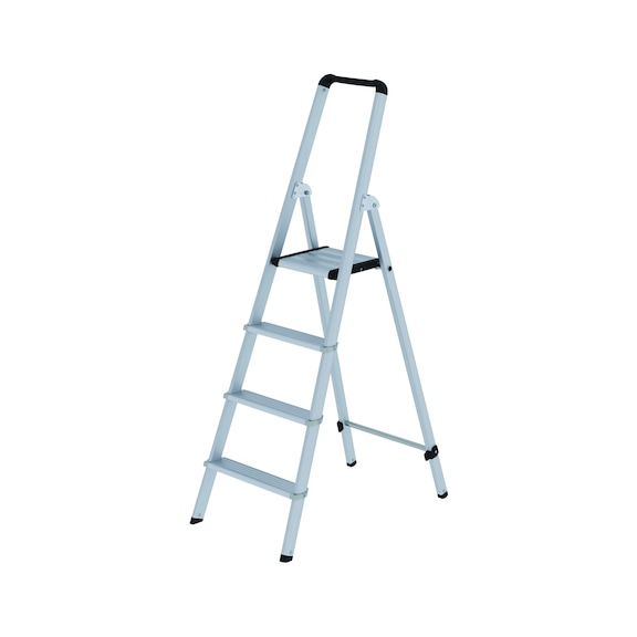 Eloxované hliníkové štafle GÜNZBURGER ML, jednostranný přístup, 4&nbsp;stupně - Hliníkové žebříky se schůdky, s&nbsp;plošinou