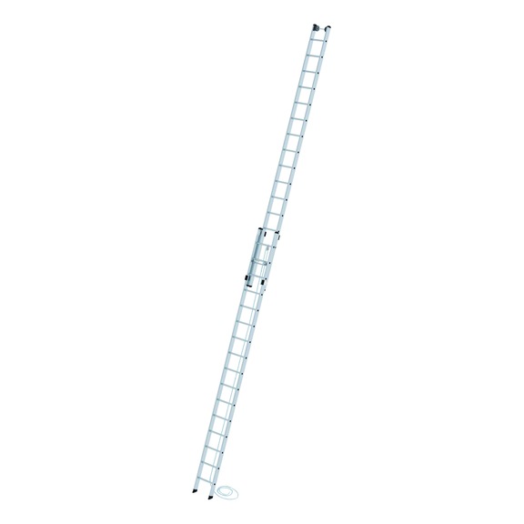 GÜNZBURGER rope-extension ladder w. rungs, 2 pcs, w/o stabiliser, 2x16 rungs - Rope-operated extension single-section ladders with rungs, made of aluminium, cross brace