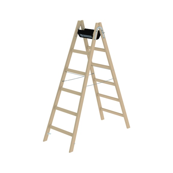 GÜNZBURGER wooden standing rung ladder, 2x6 rungs - Wooden standing rung ladder