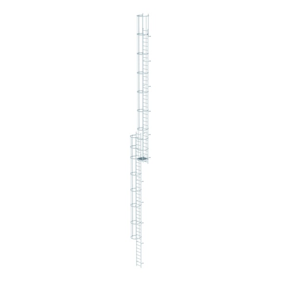 GÜNZBURGER sst multiple-flight construction ladder w/ back prot. 19.96 m - Multiple-flight construction ladders with back protection, stainless steel