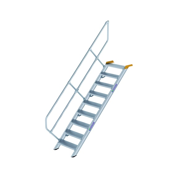 GÜNZBURGER, marchepied, 45°, largeur de marche 600 mm, 9 marches alu, damier - Marchepied en aluminium, fixes, inclinaison de 45°, largeur de marche de 600 mm