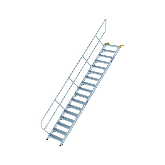 GÜNZBURGER, marchepied, 45°, largeur de marche 800 mm, 17 marches alu, damier - Marchepied en aluminium, fixes, inclinaison de 45°, largeur de marche de 800 mm