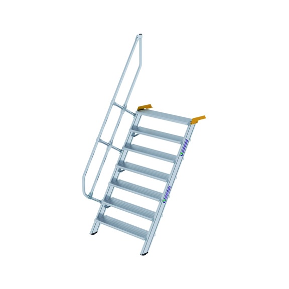 GÜNZBURGER, marchepied, 60°, largeur de marche 1 000 mm, 7 marches alu, damier - Marchepied en aluminium, fixes, inclinaison de 60°, largeur de marche de 1 000 mm