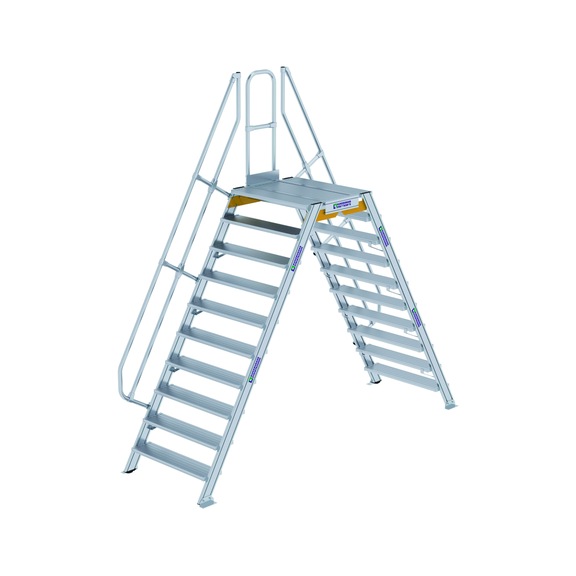 GÜNZBURGER, paliers pas 60°, larg marche 1 000 mm, 10 marches, prof march 225 mm - Paliers de passage en aluminium, fixes, inclinaison de 60°, largeur de marche de 1 000 mm