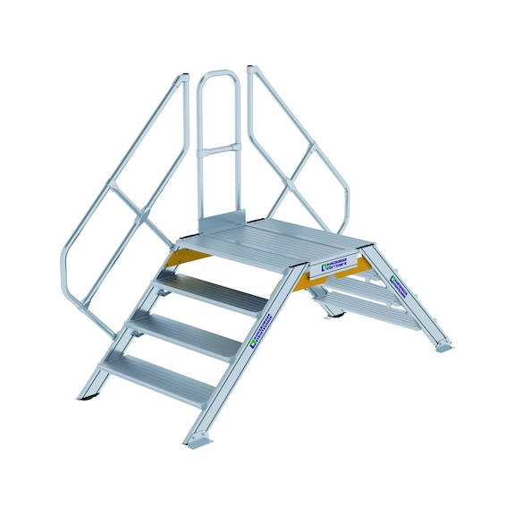 GÜNZBURGER 桥梯，45°，梯级宽度 1,000 毫米，4 级梯级 - 铝制桥梯，固定式，45° 倾斜，梯级宽度 1,000 毫米