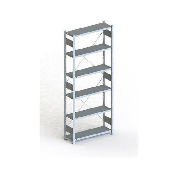 META plug-in rack CLIP 150, RAL7035, 6 shelves, basic sh. HxLxD 2500x1000x300 mm - Shelf boltless rack, single-row