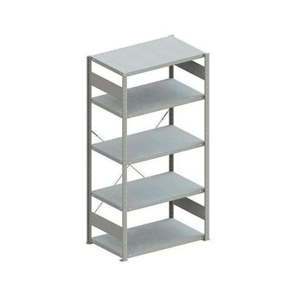 Rayonnage automont. bureau META S3 CLIP 100, zi., 5 étag. base 2 000x1 000x600 - Rayonnage automontable d'étagères, rangée simple