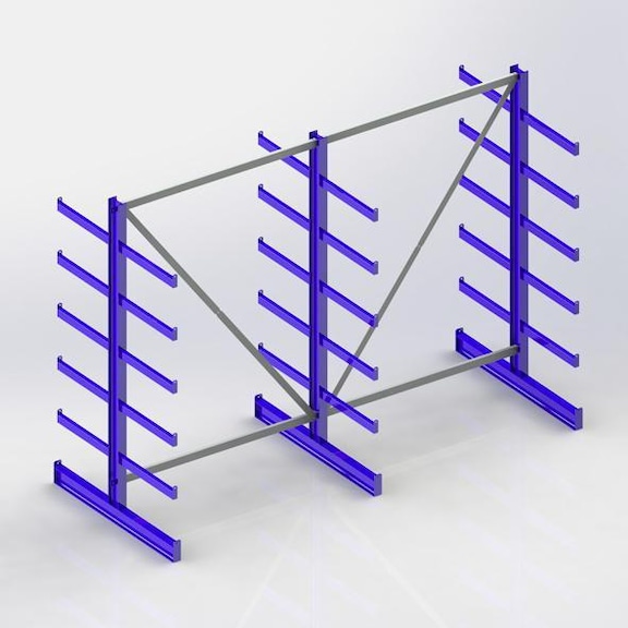 Rayonnage cantilever ATLAS ST deux côtés H2000 x T500 x L2700 mm + 3 rayonnages - Rayonnage cantilever à deux côtés