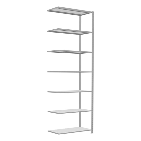 SCHULTE add-on shelving Steck MULTIplus150 RAL7035 7 shelves 3000x1000x500 No. 32657 - Shelving (workshop)