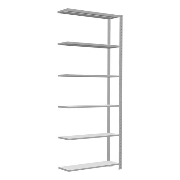 SCHULTE add-on shelving Steck MULTIplus250 RAL7035 6 shelves 2500x1000x300 No. 32836 - Shelving (workshop)