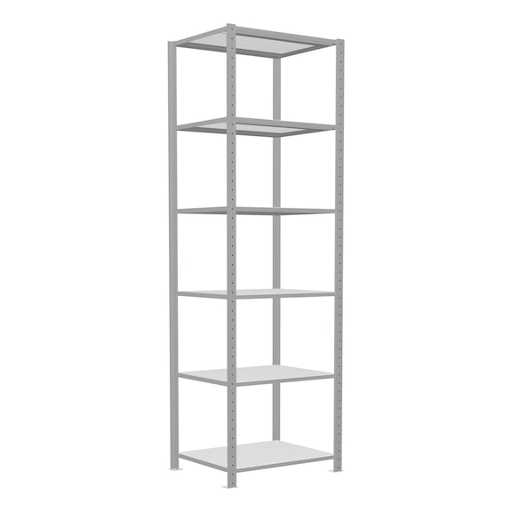SCHULTE Basic shelving Steck MULTIplus250 RAL7035 6 shelves 2500x750x600 No. 32861-75 - Shelving (workshop)