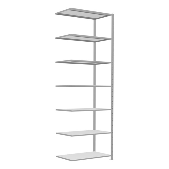 SCHULTE add-on shelving Steck MULTIplus250 RAL7035 7 shelves 3000x1000x600 No. 32867 - Shelving (workshop)