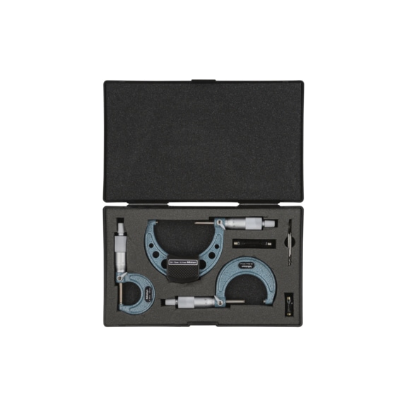 MITUTOYO jeu micromètres, 3 p. Plage de mesure 0-75 mm + 2 étalons de réglage - Jeu de micromètres