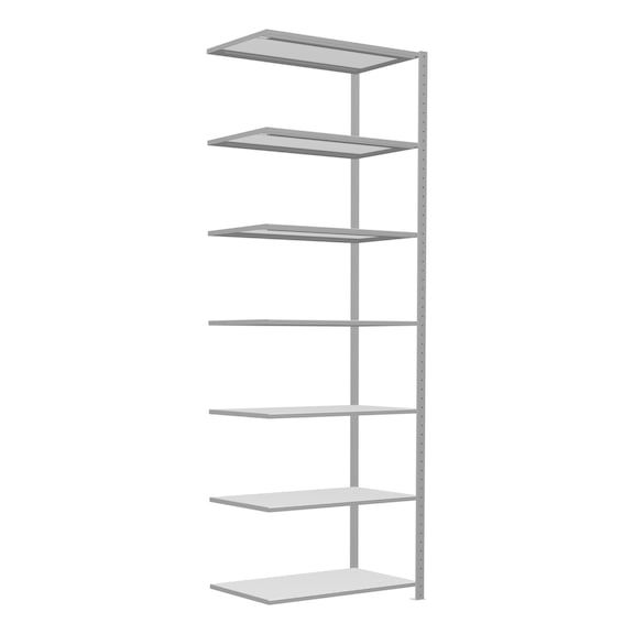 SCHULTE add-on shelving Steck MULTIplus85 RAL7035 7 shelves 3000x1000x600 No. 33067 - Shelving (workshop)