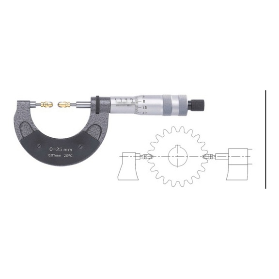 Common normal micrometer 200-225mm, model 5862k, with calibration rod (31345999) - Micrometer