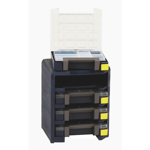 Přenosný box raaco HandyBoxxser 4x4x4 se čtyřmi kufry Boxxser - HandyBoxxser se sortimentovými kufry BOXXSER