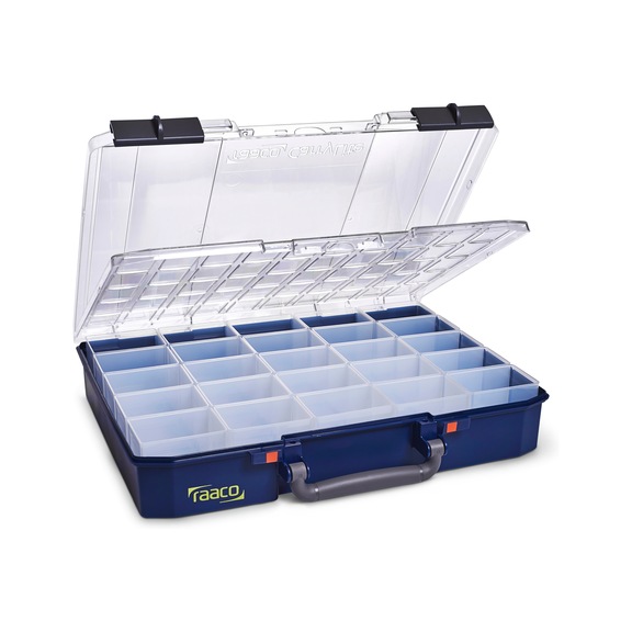 Cutie sortiment RAACO CarryLite 80 5x10-25 DLU cu capac dublu 25 inserţii - Cutie sortiment CarryLite 80 DLU cu separatoare variabile