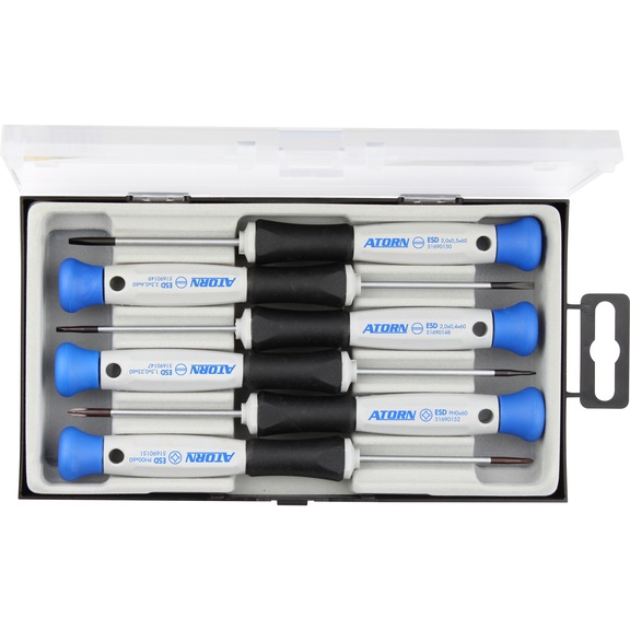 Juego de destornilladores de precisión ATORN, 6 unidades en caja, ESD - Set de destornilladores de punta plana y Phillips ESD, 6 piezas