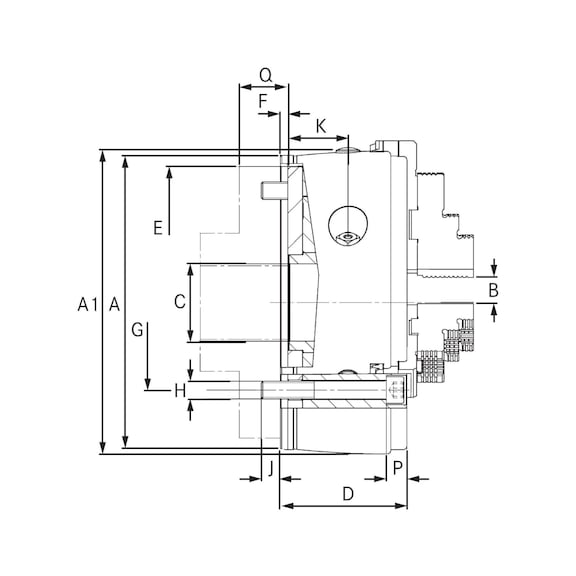 RÖHM DURO-T 3-jaw wedge bar chuck 250 mm DIN 6350-1 - DURO-T 3-jaw tapered rod lathe chuck DIN 6350-1