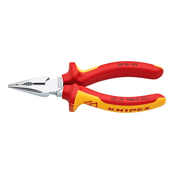 KNIPEX Alicates combinados punta VDE 145&nbsp;mm cabeza cromada con mango 2 comp. - Alicates combinados con punta