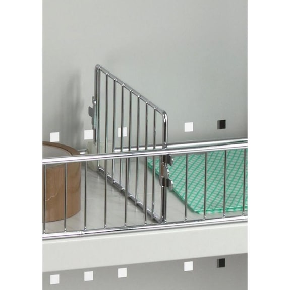 Kit de cloisonnement HK pour étagère à lattes, chromée, lxPxH : 625x214x110 mm - Kit de séparations pour étagère à lattes n° 50240 128