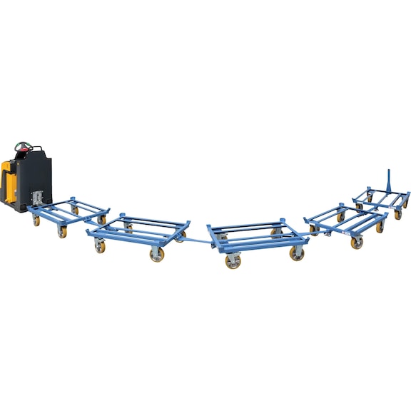 pallet truck as tugger train for crates and flat pallets 1000 kg - Tugger train pallet trolley