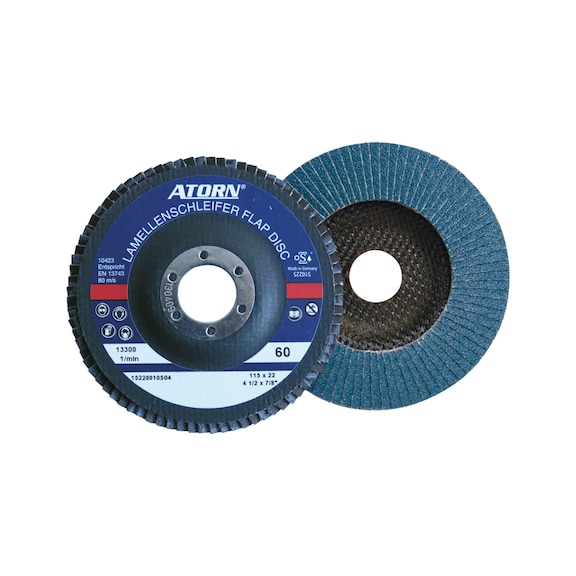 ATORN Disque &agrave; lamelles, 115 mm, grain 80, coud&eacute; 6&deg;, support fibre de verre - Disque &agrave; lamelles