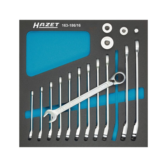 HAZET Knarren Ring Maulschlüssel Satz 16-teilig Außen Sechskanttractionsprofil - Steckschlüsselsatz