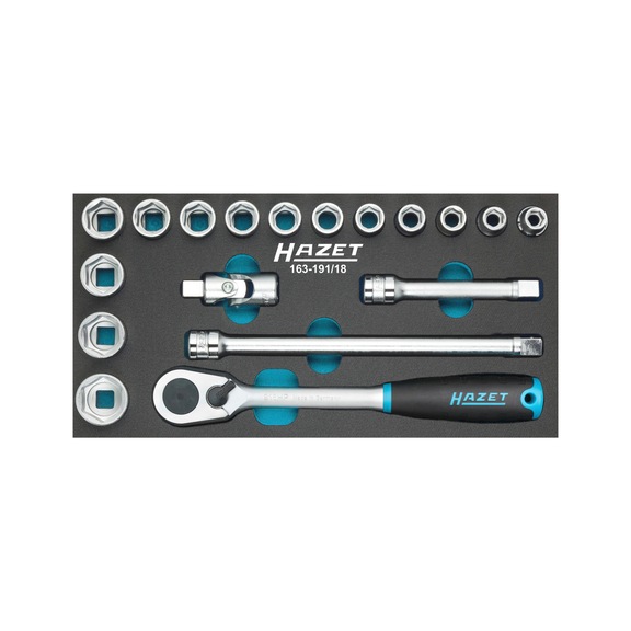 HAZET socket wrench set 18-piece 1/2 inch external hexagon traction profile - Socket wrench set