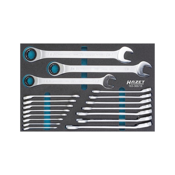 HAZET ratchet ring wrench set 18-piece hexagon socket 8-32 - Tool assortment