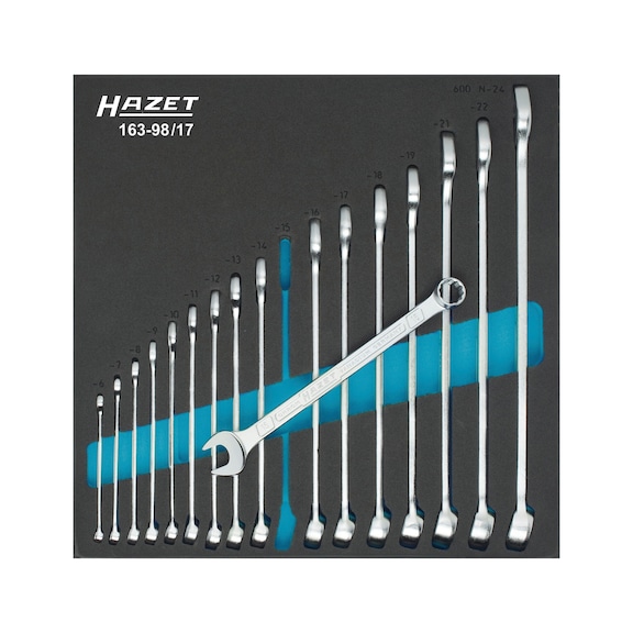 HAZET ratchet ring wrench set 17-piece hexagon traction profile 6-24 - Combination spanner set