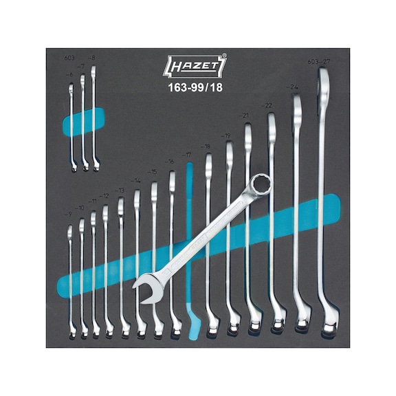 HAZET ratchet ring wrench set 18-piece hexagon traction profile 6-27 - Combination spanner set