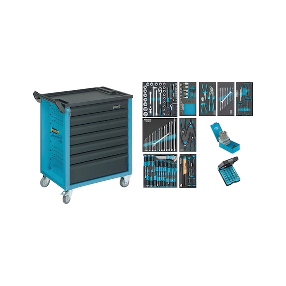 HAZET Assistant workshop trolley with 217-piece assortment 7 drawers 177-7/217 - Workshop trolley