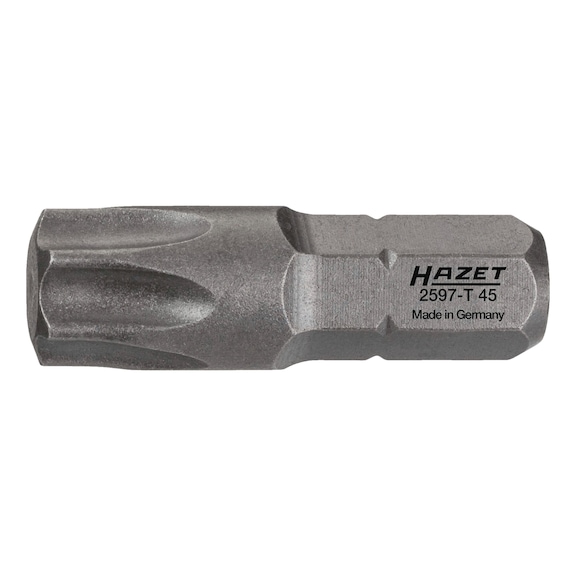 HAZET bit 2597-T45 Hexagon 1/4 inch (6.3 mm) internal TX profile T45 - Bit for hexagon socket screws