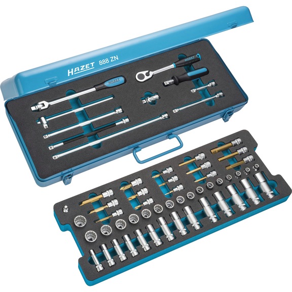 HAZET Socket wrench set 888ZN Square 3/8 inch (10 mm) 58 tools - Socket wrench set
