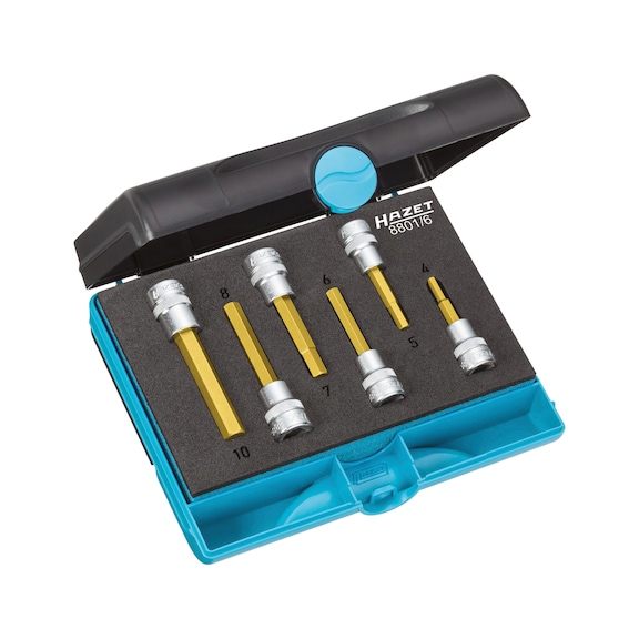 HAZET Screwdriver socket set 8801/6 3/8 inch 6-piece - Hexagon socket insert (socket wrench)