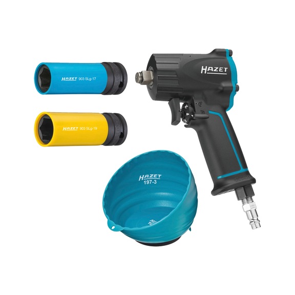 HAZET impact wrench set 4-piece 9012M/4 1100 Nm square 1/2 inch - Impulse impact wrench (compressed air)