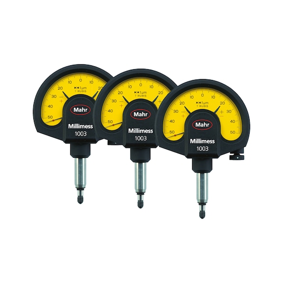 MAHR 3 stuks 1003 Millimess precisiemeetklok +/-50&nbsp;μm, 1 μm schachtdiameter 8&nbsp;mm - Pakket van 3 MAHR 1003 Millimess precisiemeetklokjes