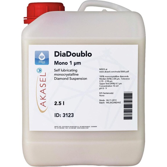 AKASEL DIADOUBLO MONO Suspension 1 µm, Endpolieren 2,5 L - 2 in 1 Diamantsuspension Dia-Doublo Mono