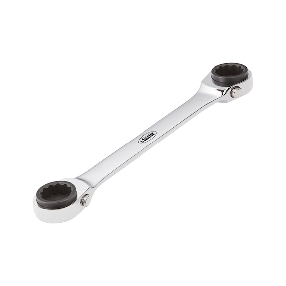 VIGOR ratchet ring wrench 4 in 1 width across flats 10 x 13 / 17 x 19 - Ratchet ring spanner