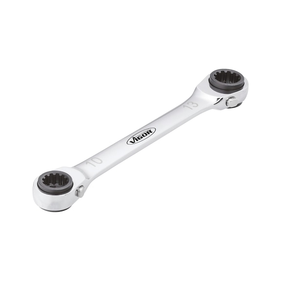 VIGOR Doppelratschenringschlüssel Multiprofil / 8 x 12 - 10 x 13 Länge 220 mm - Ratschenringschlüssel